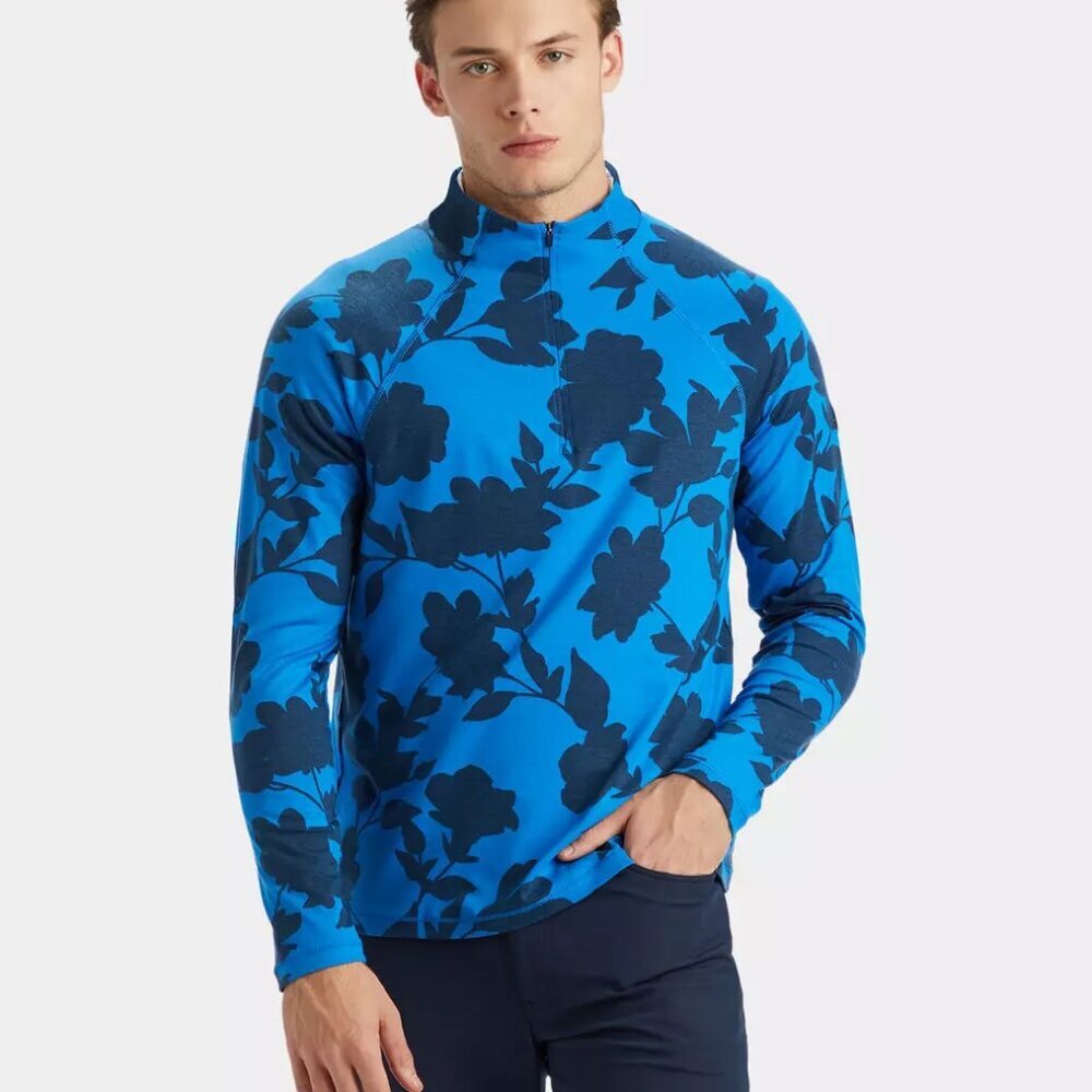 NWT G/Fore Men's Luxe 1/4 Zip Golf Pullover Mid Layer Racer Blue